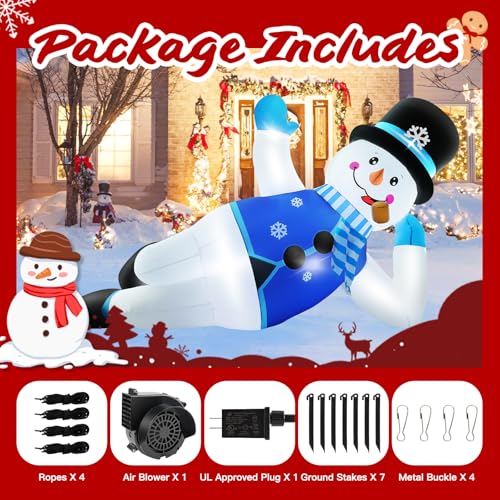 10FT Christmas Inflatables Snowman Outdoor Decorations with LED Lights C661