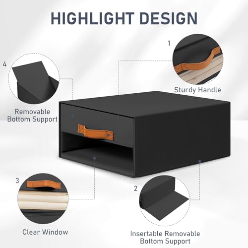 DIMJ Closet Organizers and Storage - Fabric Bins with Drawers, Stackable, 4-Pack, Grey G8366