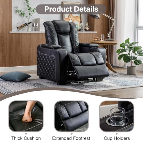 Electric Power Recliner Chair with Adjustable Headrest, Faux Leather, Brown R739910