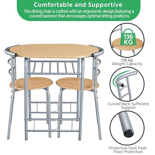 Yaheetech 3-Piece Dining Table Set with 2 Chairs, White X5971