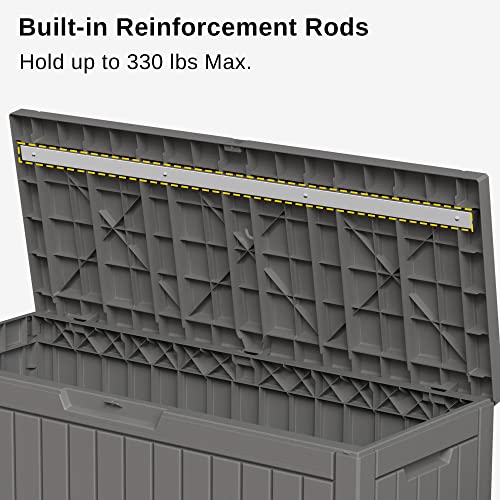 EAST OAK 60 Gallon Waterproof Outdoor Storage Box, Grey A4870