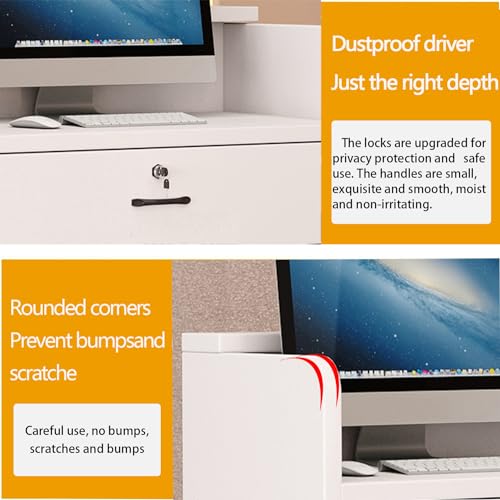 Reception Desk with LED Lights and Drawers, White 60cm K877304