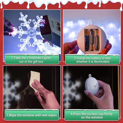 5Pack Christmas Window Lights Snowflake LED with Timer Battery Powered U214