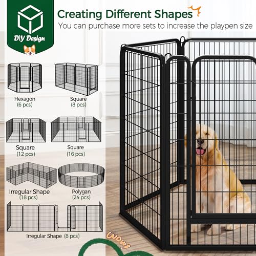 Yaheetech Dog Playpen Outdoor 40 Inch 8 Panels Metal Pet Fence I4784