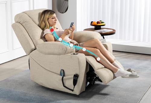 Lift Chair Recliner with Massage and Heat, Heavy Duty for Seniors, Brown V12888