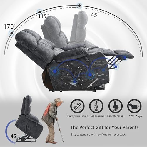 Lift Chair Recliner with Massage and Heat, Heavy Duty for Seniors, Brown V12888