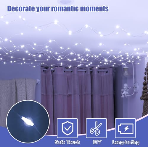600LED Curtain Lights for Bedroom, Warm White, 8 Modes Y367582