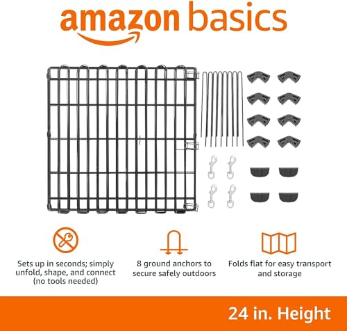 Amazon Basics Foldable Octagonal Metal Dog Playpen, Extra Large, Black G18040