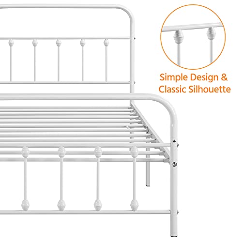 Yaheetech Classic Metal Platform Bed Frame with Victorian Headboard, Full Size Black T81083