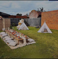 Wood table (28"W x 80"L x13"H) (For 10 Person) 13-19 boho table, wooden table, low foldable table, boho picnic table,large garden table, Camp table (Natural Wood)