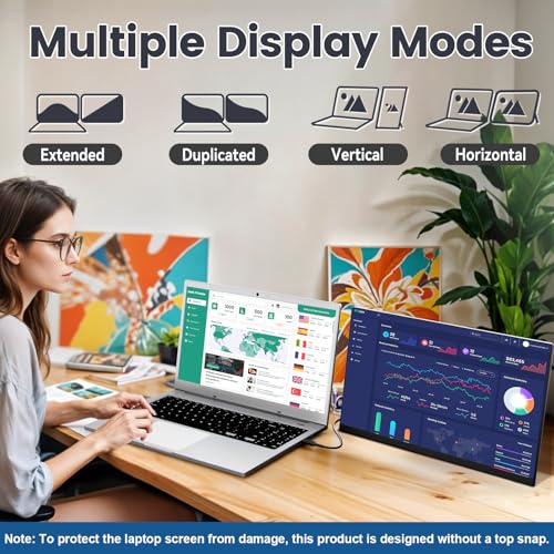 Laptop Screen Extender 15.6" Portable Monitor with 120% sRGB, FHD IPS & USB to HDMI Hub L477181
