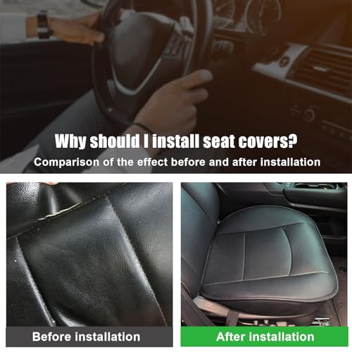 Car Seat Bottom Cover PU Leather Anti-Slip Protector for Car SUV (Beige) A16843