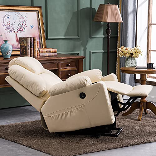 MCombo Power Lift Recliner Chair for Elderly with Heat and Massage, Faux Leather, Black V60394