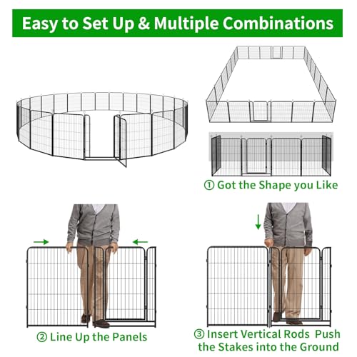 Dog Playpen Outdoor Extra Wide 12 Panels Heavy Duty 40" Height with Doors Portable G77703