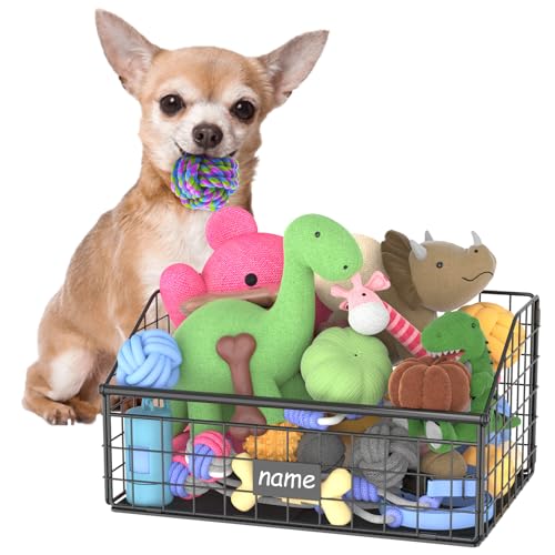 Dog Toy Storage Basket, Metal Toy Box for Dogs, Black D40281