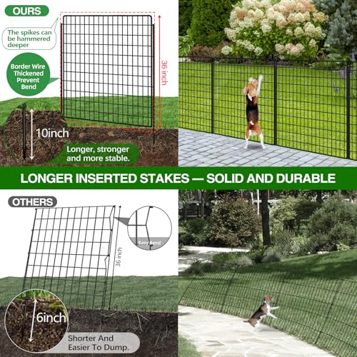 10 Panels Garden Fencing Animal Barrier, 33in x 24ft Rustproof Dog Fence W482439