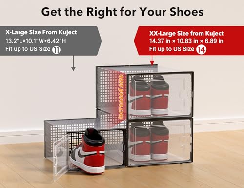 Kuject X-Large Clear Plastic Stackable Shoe Storage Boxes, 12 Pack, Blue Y142131