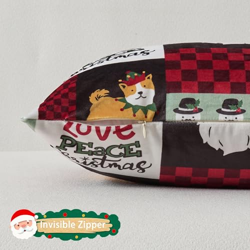 UGASA Star Christmas Decorative Pillow Covers 18x18 Inch Set of 2 Dark Green Q9265