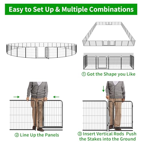 Dog Playpen Outdoor Extra Wide 12 Panels Heavy Duty 40" Height with Doors Portable G77703