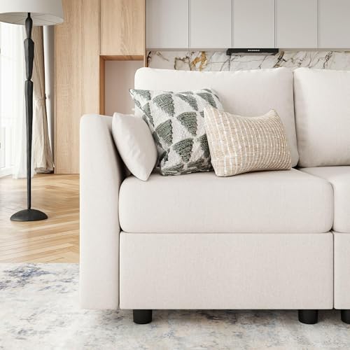 Modular Sectional Sofa with Storage, U-Shaped, Light Grey B184480