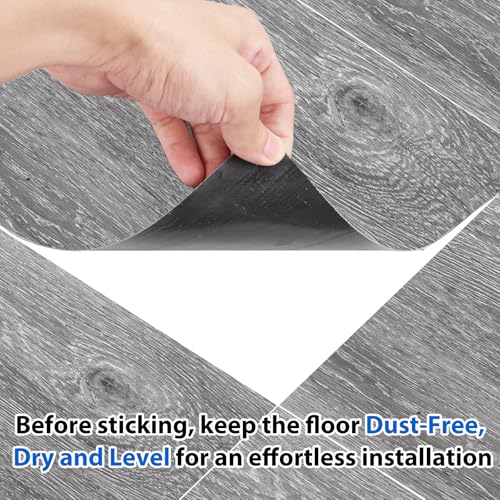 Peel and Stick Vinyl Floor Tiles 12x12 Waterproof Wood Look, 40 Sheets V905