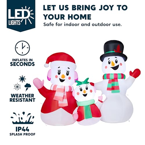 JOYIN 4FT Christmas Inflatables Snowman Family Outdoor Decorations with LEDs C920