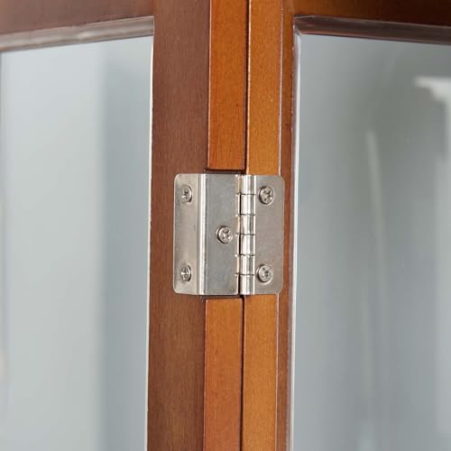 Curio Cabinet Lighted with Adjustable Shelves, Wooden Display Case, Cherry O913