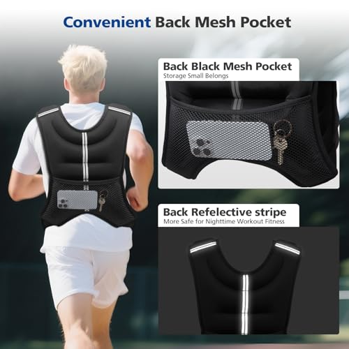 8lb-20lb Adjustable Weighted Vest for Men Women with Reflective Stripe N590