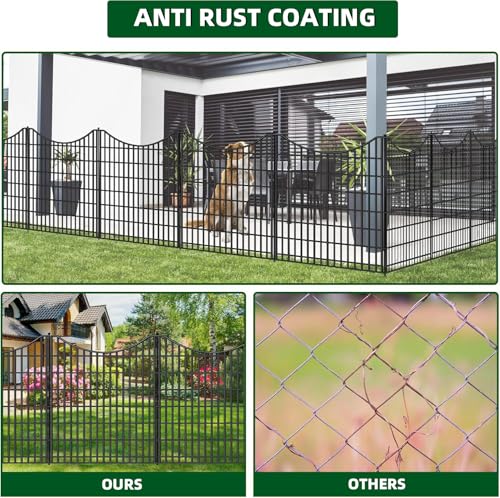 18 Panels No Dig Decorative Garden Fence with Gate, Rustproof Metal, 33in H I585