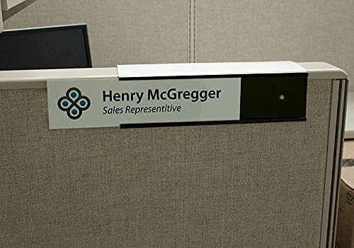 Aluminum Changeable Cubicle Nameplate Holder, Black Base, 8" x 2" V787184