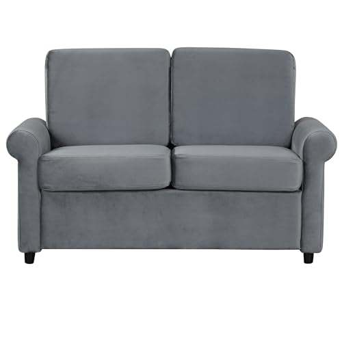 57.4" Pull Out Sofa Bed with Twin Mattress Pad, Gray G3218