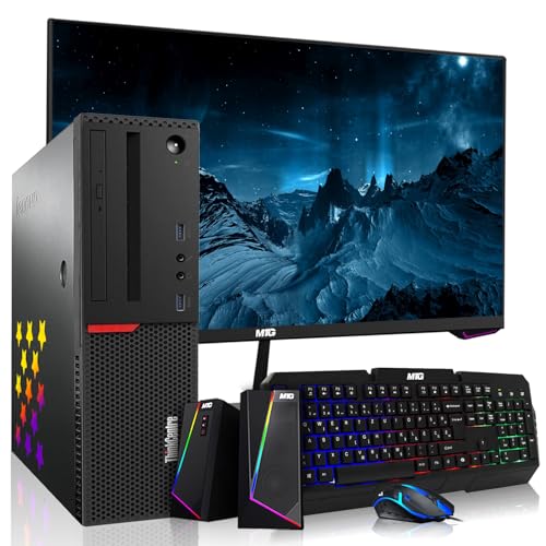 Lenovo Desktop PC Gaming Bundle Intel Core i7 16GB RAM 512GB SSD 24-inch Monitor RX 550 RGB Keyboard Mouse WiFi Win 10 Pro (Renewed) C21240