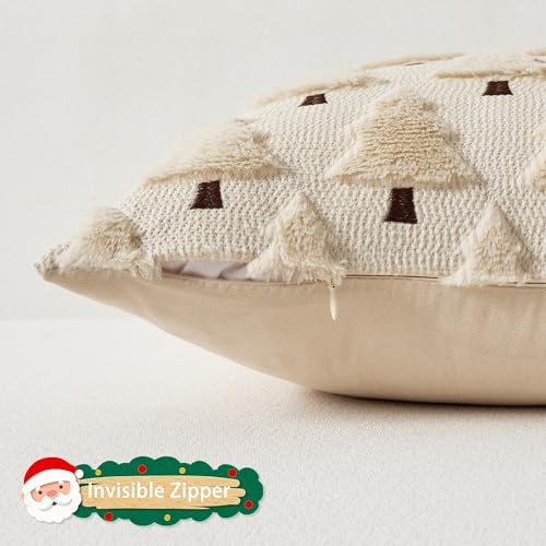 UGASA Star Christmas Decorative Pillow Covers 18x18 Inch Set of 2 Dark Green Q9265