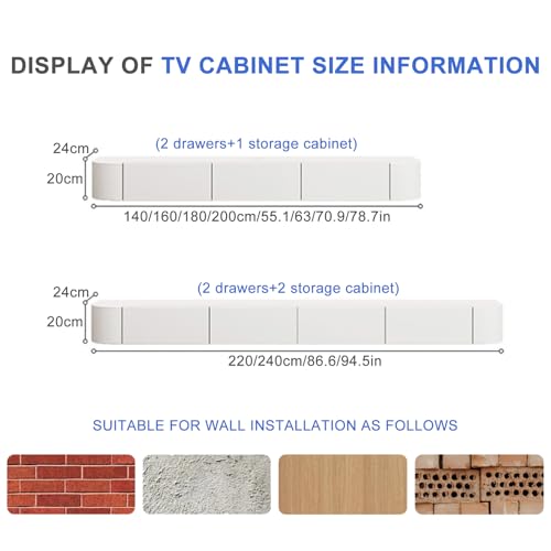 240CM Floating TV Stand Wall Mounted Media Console with Storage M6018