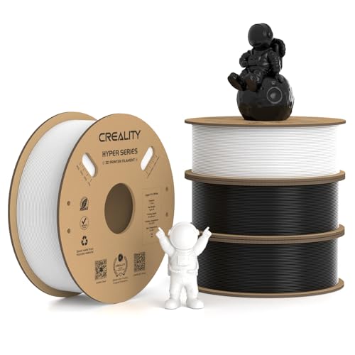 Creality Hyper PLA Filament 1.75mm High Speed 3D Printer Filament, 4 Pack 1kg Spool, Black & White K3786