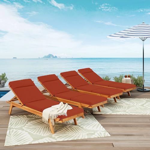 Chaise Lounge Cushion 72x21x3 Inch Set of 2 Outdoor Patio Cream B783089