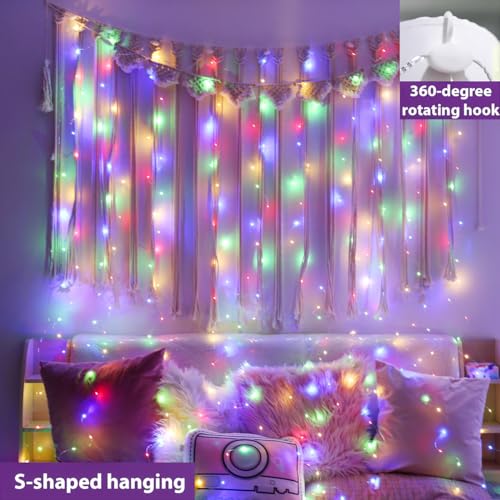 ZSJWL 2 Pack Curtain Lights, 300 LED Warm White with Remote, 9.8 × 9.8 Ft for Bedroom Window G2485