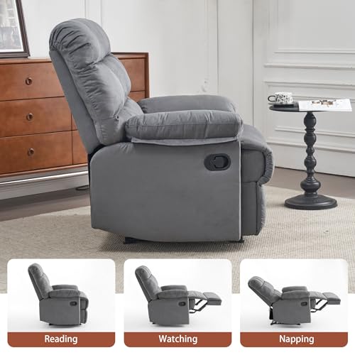 Rocker Recliner Chair for Adults, Upholstered Fabric, Gray Q751300