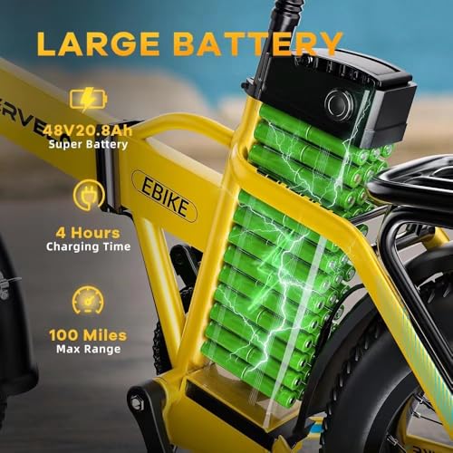 1000W Folding Electric Bike 48V Removable Battery 20" Fat Tire for Adults M922
