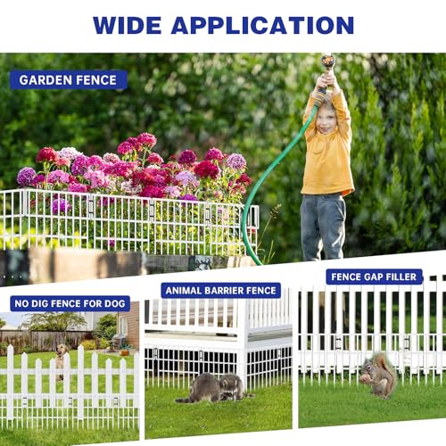 35 Panels Garden Fence Animal Barrier, 38ft x 13in No Dig Rustproof Metal Outdoor Wire Fencing E53834