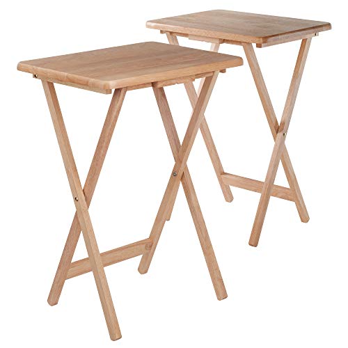 Winsome Alex Set of 2 Foldable Snack Tables, 26", Natural E793329