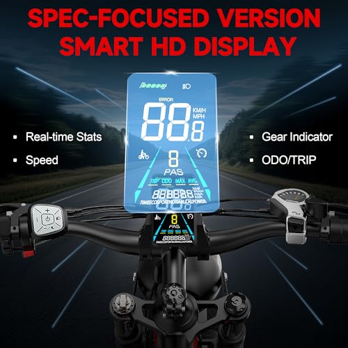 Electric Bike for Adults 3000W Dual Motor 52V 23AH 26" Fat Tire Full Suspension P909