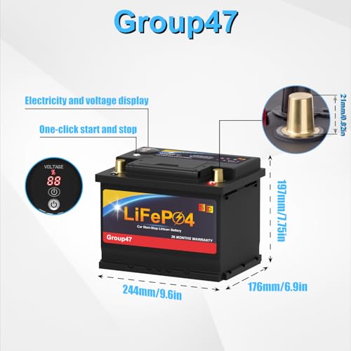 Lithium Car Battery 12.8V 576WH Group 47 LiFePO4 Starter Battery K16750