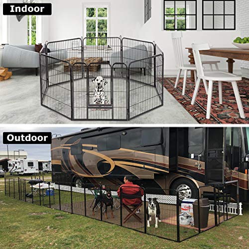 Dog Playpen 8 Panels 40 Inches Extra Large Indoor Outdoor with Door Z392846