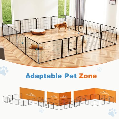 Sweetcrispy Dog Playpen Indoor - 8 Panel Metal Pet Fence with Doors for Small/Medium Pets R262216