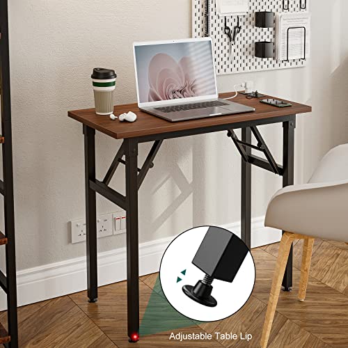 TEMI Folding Desk with USB & Socket 31.5", Rustic Brown S30688