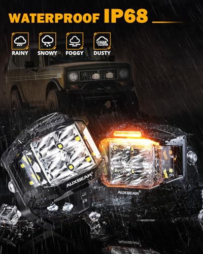 Auxbeam V-MAX Series 72W LED Pod Driving Lights with Amber DRL M188641