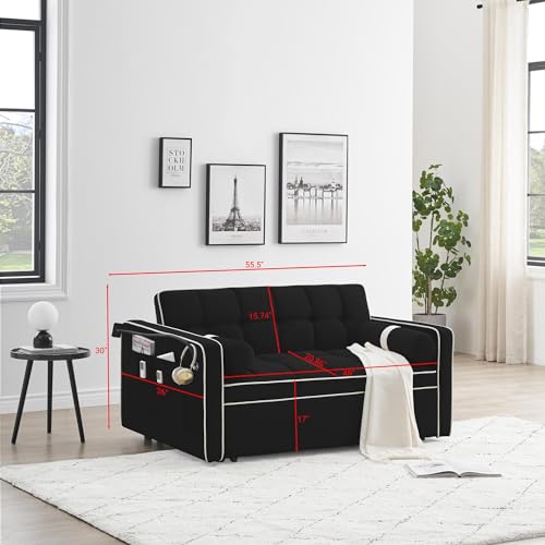 LUMISOL Convertible Couch with Pullout Bed, 3 in 1 Sleeper Sofa, Beige K346039