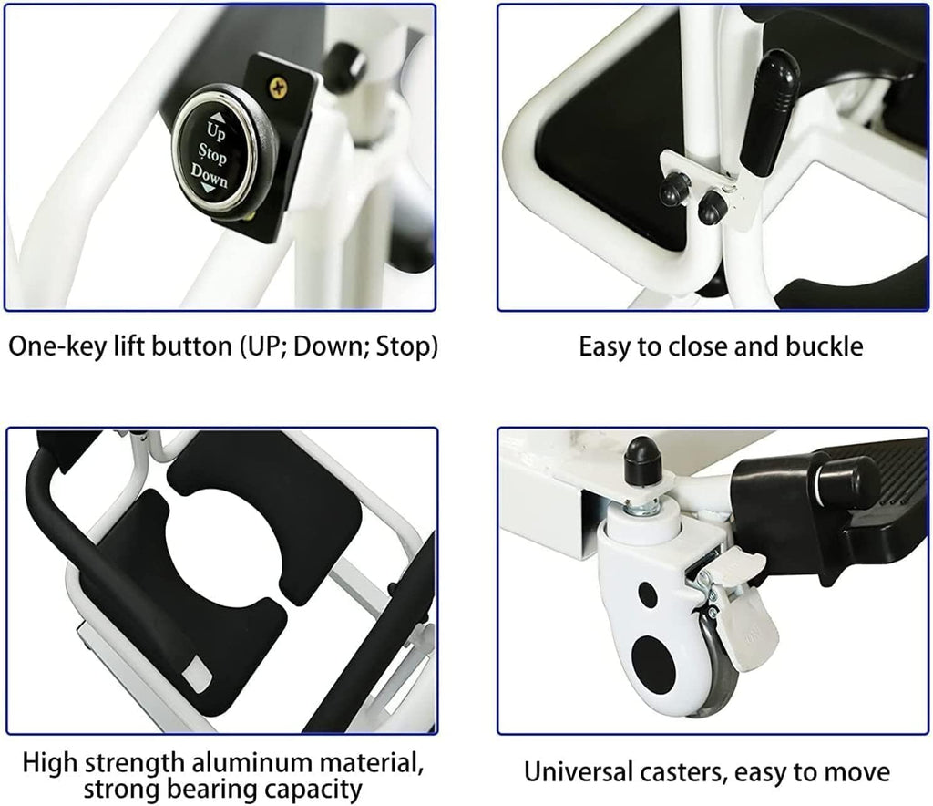 Electric Patient Lift Transfer Chair with 180° Split Seat and Bedpan G238970