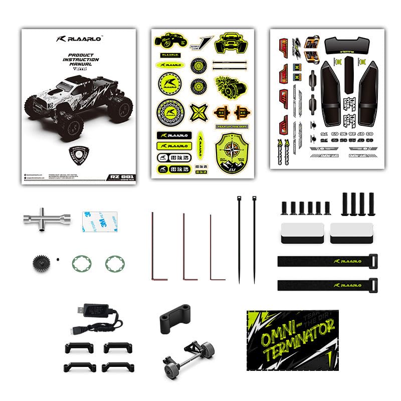RIAARIO 1/10 Brushless RC Monster Truck, 4WD, 50+ MPH, Black J3143